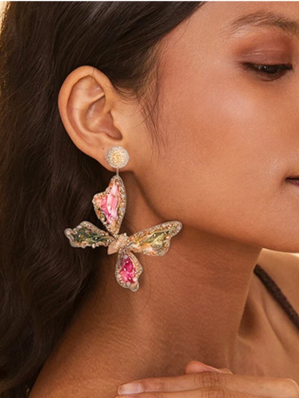 Deepa Gurnani Butterfly Drop Earrings